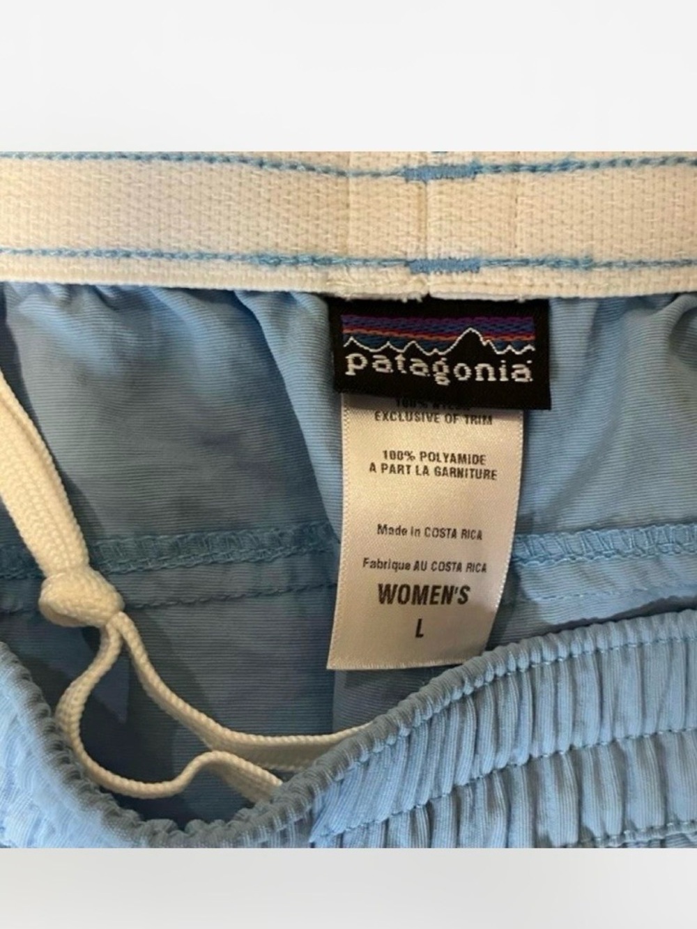 Patagonia Baggies Women’s Baby Blue Elastic Waist Shorts Size Large - Picture 6 of 6